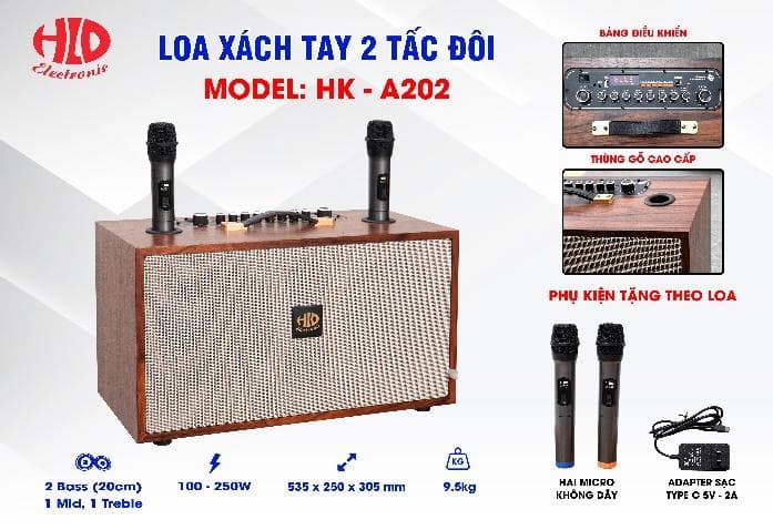 LOA XÁCH TAY 2 TẤC ĐÔI HK – A202